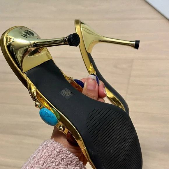 Gold Multi Colored Sandals - Picture 4 of 4